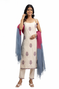 Cream Embroidered Strappy Kurta Set